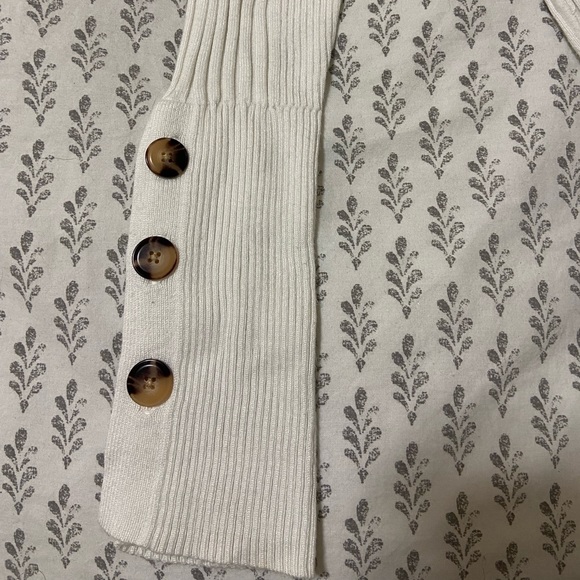 Anthropologie White Ribbed Turtleneck Long Sleeve Top, Size Small Petite - Picture 5 of 8